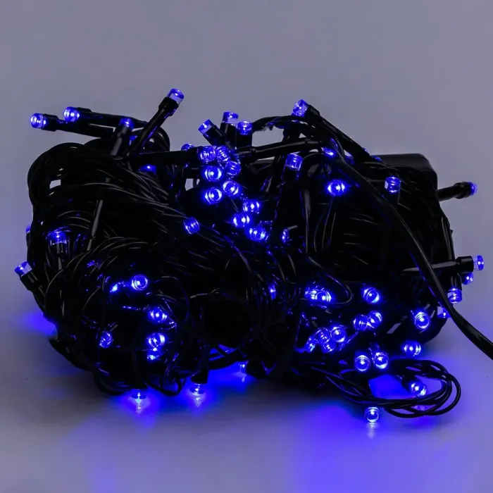 Гірлянда нитка 10м на 200 LED лампочок світлодіодна чорний провід 8 режимів роботи синя (M200LEDBL) - зображення 7