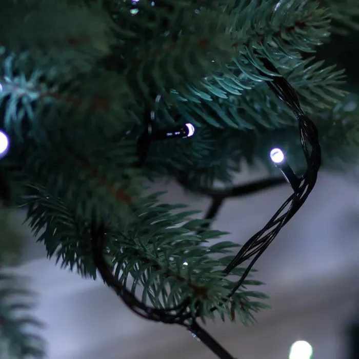 Гірлянда нитка 10м на 200 LED лампочок світлодіодна чорний провід 8 режимів роботи біла (M200LEDW) - зображення 2