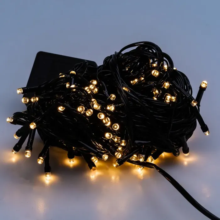 Гірлянда нитка 10м на 200 LED лампочок світлодіодна чорний провід 8 режимів роботи жовта (M200LEDY) - зображення 7