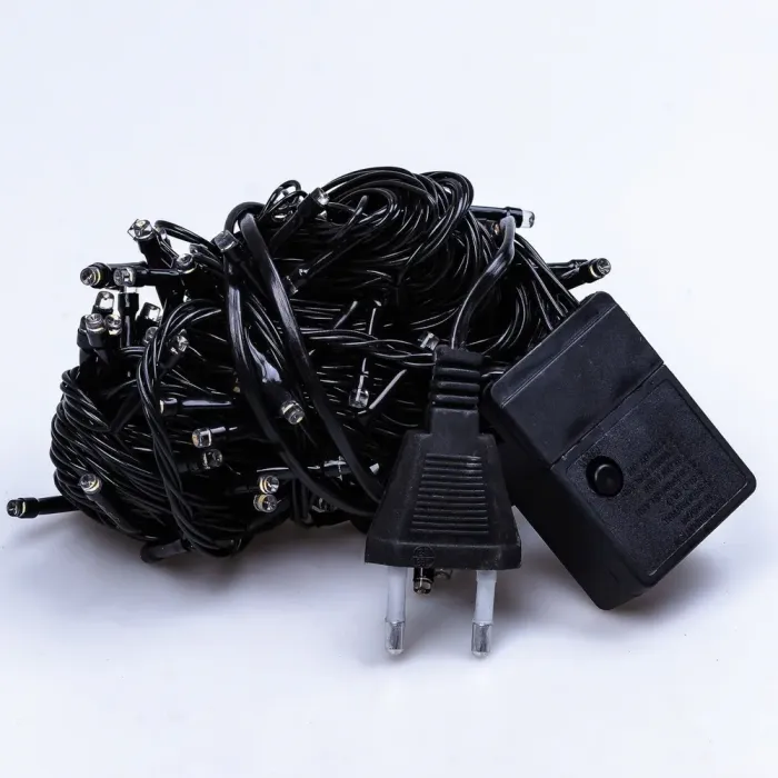 Гірлянда нитка 10м на 200 LED лампочок світлодіодна чорний провід 8 режимів роботи жовта (M200LEDY) - зображення 8