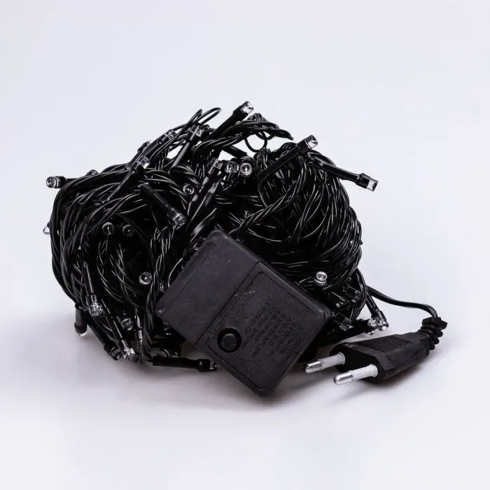 Гірлянда нитка 14м на 300 LED лампочок світлодіодна чорний провід 8 режимів роботи кольорова (M300LEDML) - зображення 8