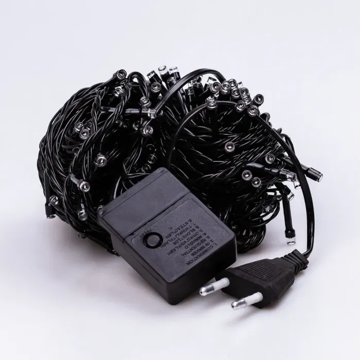 Гірлянда нитка 14м на 300 LED лампочок світлодіодна чорний провід 8 режимів роботи синя (M300LEDBL) - зображення 8