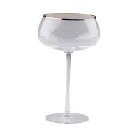 Келих для коктейлів фігурний скляний ребристий із золотим обідком набір 6 шт (HP81)