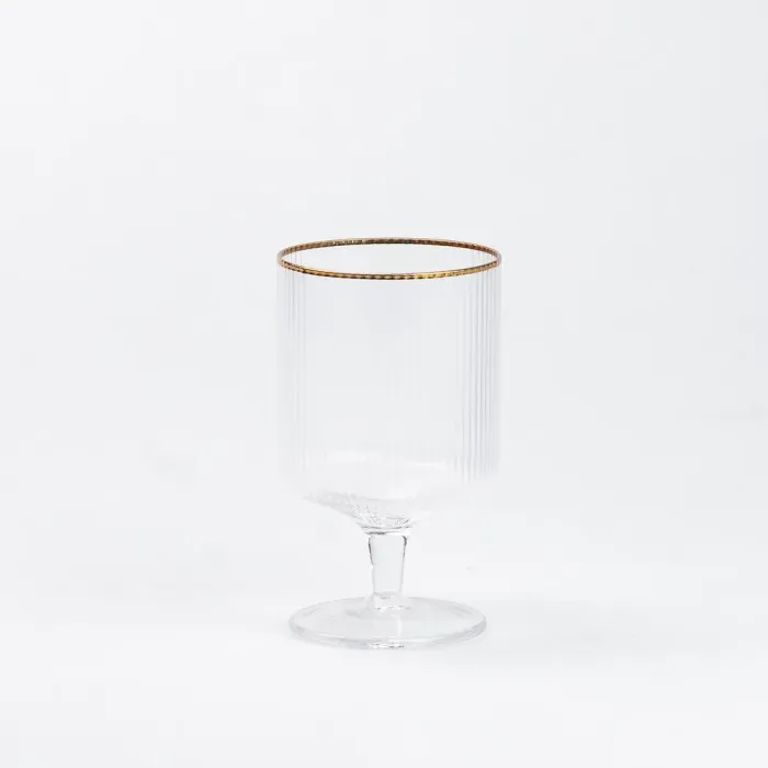 Бокал для вина фигурный на ножке прозрачный с золотым ободком столовый набор 6 шт. (HP83) - изображение 3