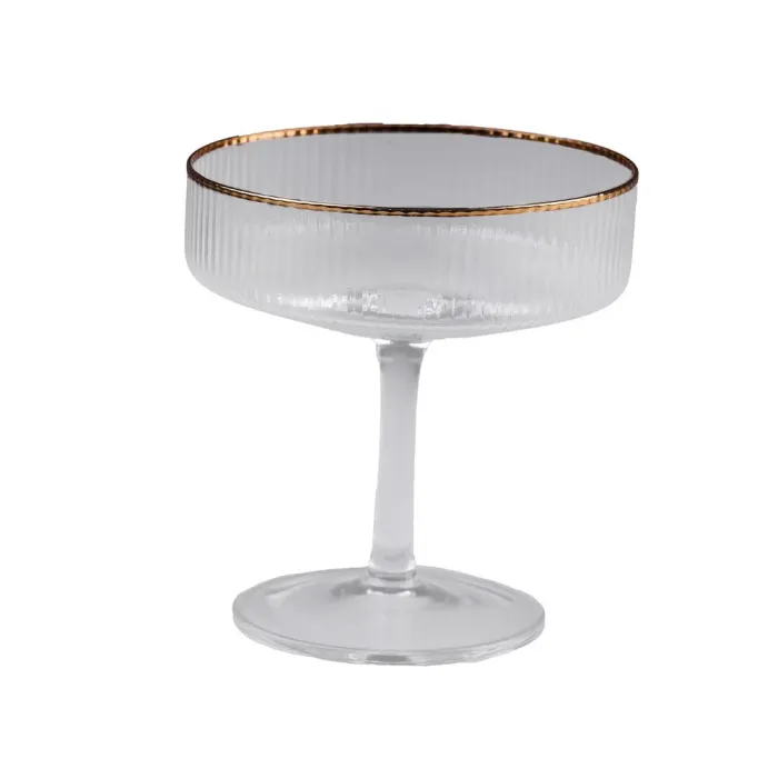 Бокал для коктейлей фигурный стеклянный с золотым ободком набор 6 шт (HP84) - изображение 1