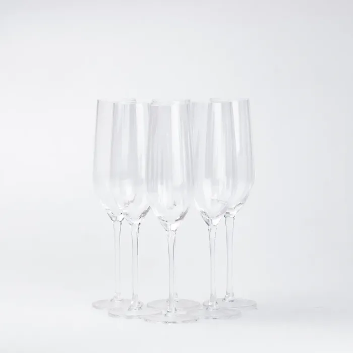 Бокал для шампанского фигурный из тонкого стекла ребристый набор 6 шт. (HP95) - изображение 2