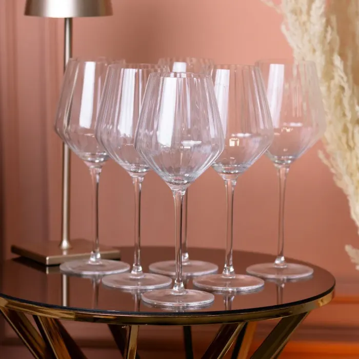 Бокал для вина на ножке прозрачный ребристый набор 6 шт. (HP96) - изображение 1
