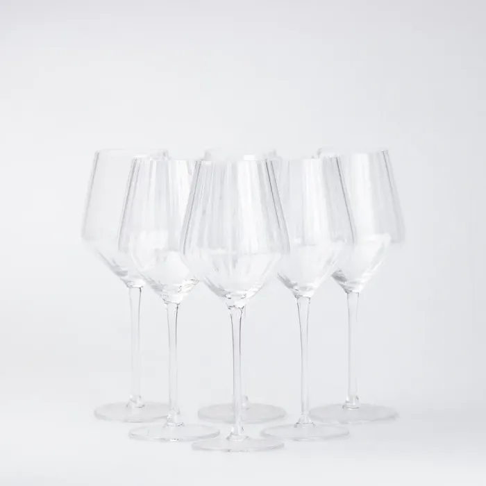 Бокал для вина на ножке прозрачный ребристый набор 6 шт. (HP96) - изображение 3