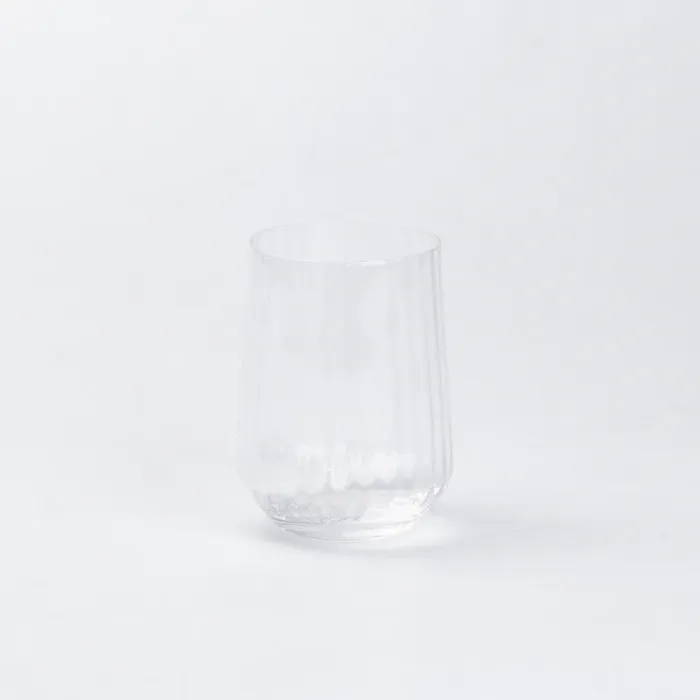 Стакан для напитков высокая фигурная прозрачная ребристая из стекла набор 6 шт (HP98) - изображение 3