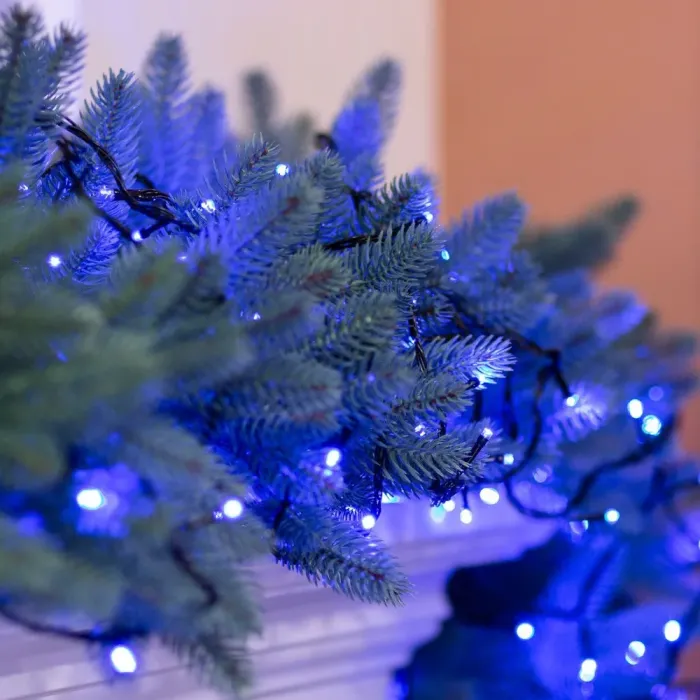 Гірлянда нитка 22 м на 500 LED лампочок світлодіодна чорний провід 8 режимів работи синя (M500LEDBL) - зображення 2