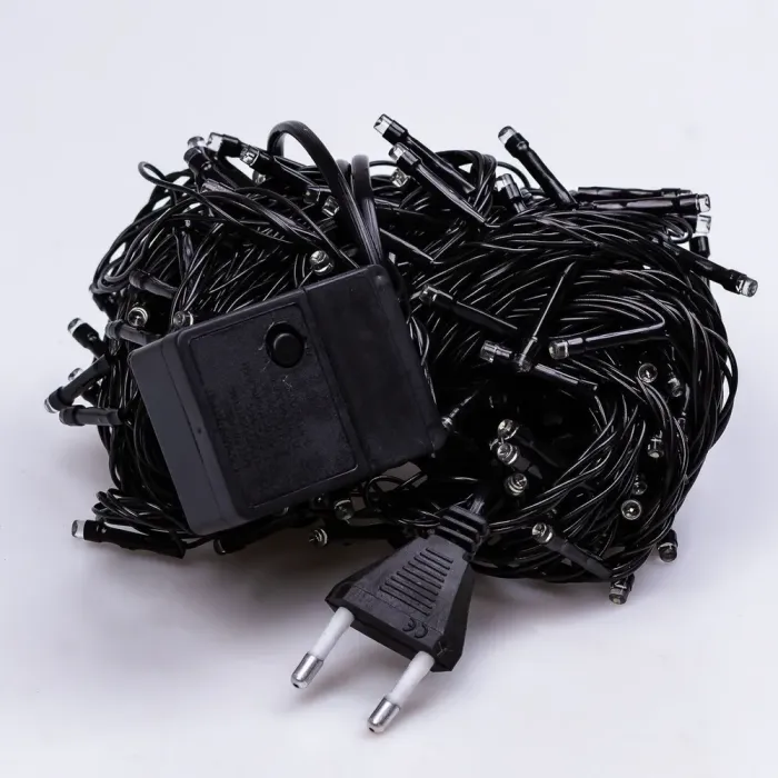 Гірлянда нитка 22 м на 500 LED лампочок світлодіодна чорний провід 8 режимів работи біла (M500LEDW) - зображення 8