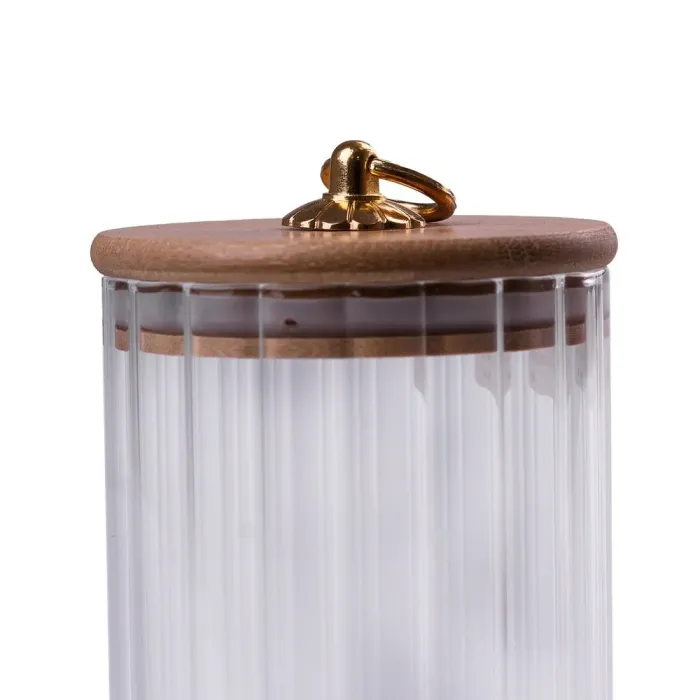Стеклянная емкость для хранения. Банка для сыпучих продуктов с бамбуковой крышкой. - изображение 2