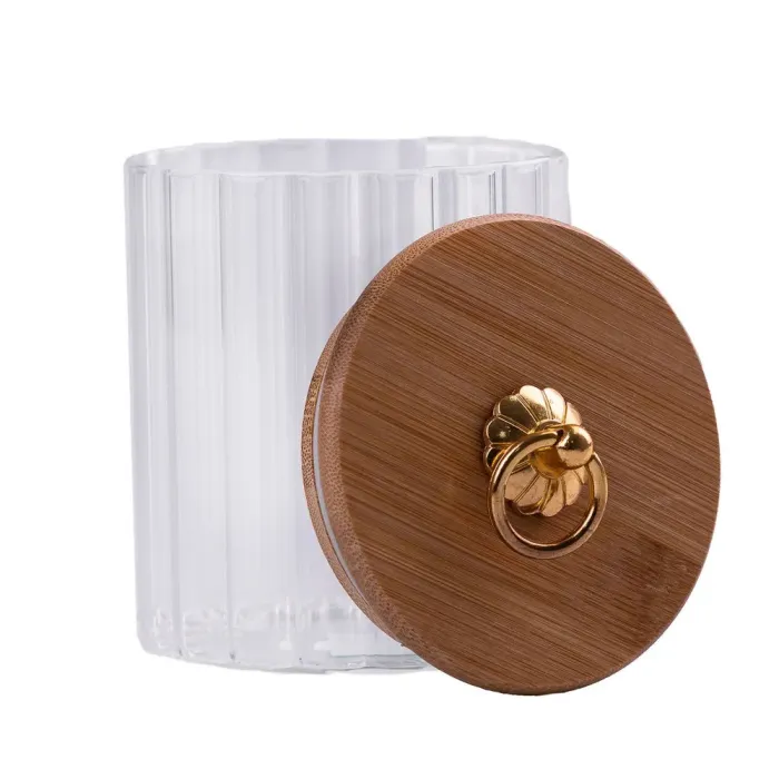 Стеклянная емкость для хранения. Банка для сыпучих продуктов с бамбуковой крышкой. - изображение 3