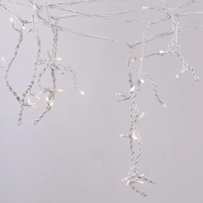 Гірлянда вулична бахрома 90 LED світлодіодна 3 метри білий провід 18 ниток жовта (3МWY) - зображення 2