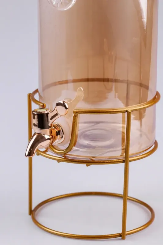 Лимонадниця з краном на металевій підставці для напоїв 2 л зі скла (HP132) - зображення 5