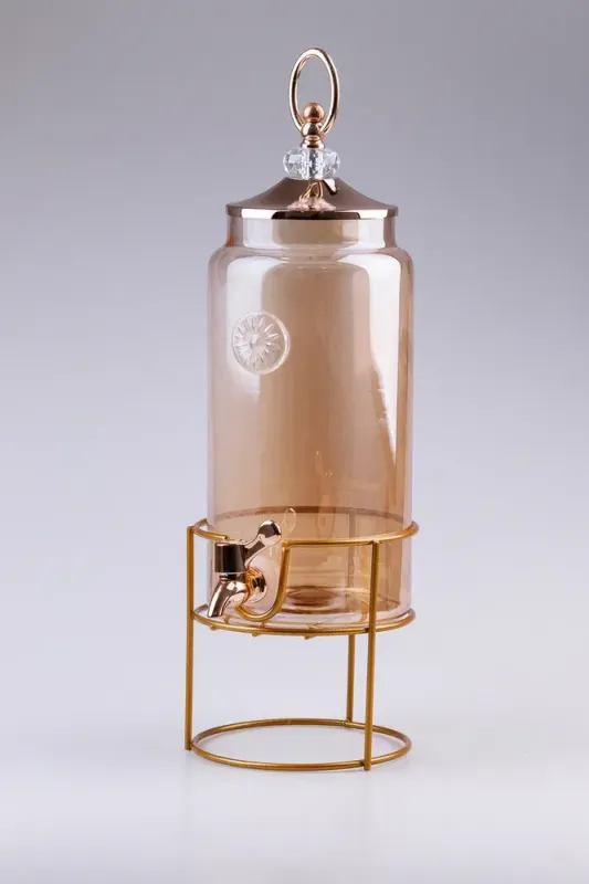 Лимонадниця з краном на металевій підставці для напоїв 2 л зі скла (HP132) - зображення 6