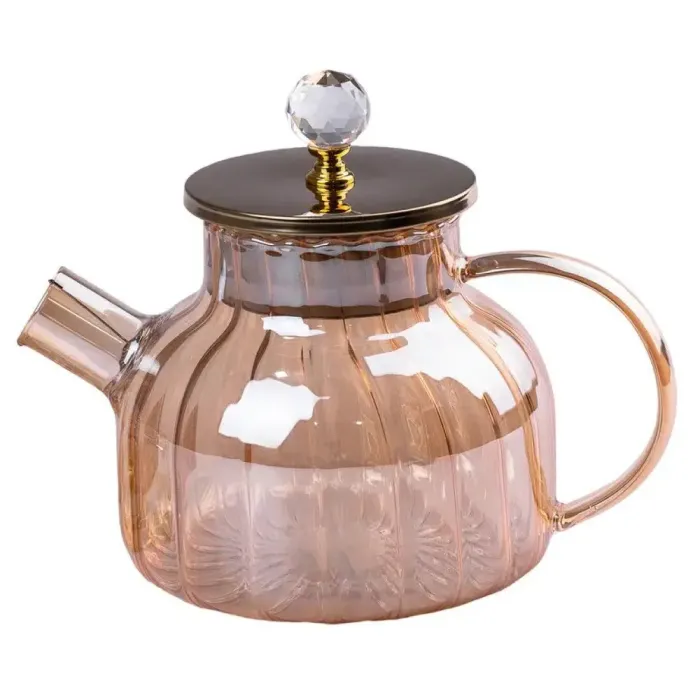 Чайник скляний заварювальний 1 л з підставкою для свічки (HP141) - зображення 2