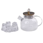 Чайник скляний заварювальний 1 л з підставкою для свічки прозорий (HP142)