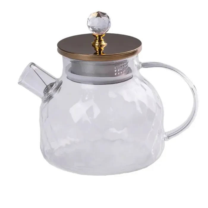 Чайник скляний заварювальний 1 л з підставкою для свічки прозорий (HP142) - зображення 2