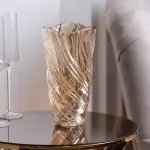 Ваза для цветов стеклянная декоративная декоративная золотая 23,5 см. (HP135)