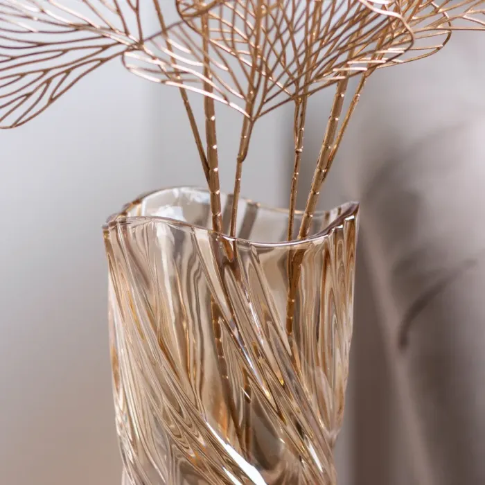 Ваза для цветов стеклянная декоративная декоративная золотая 23,5 см. (HP135) - изображение 3