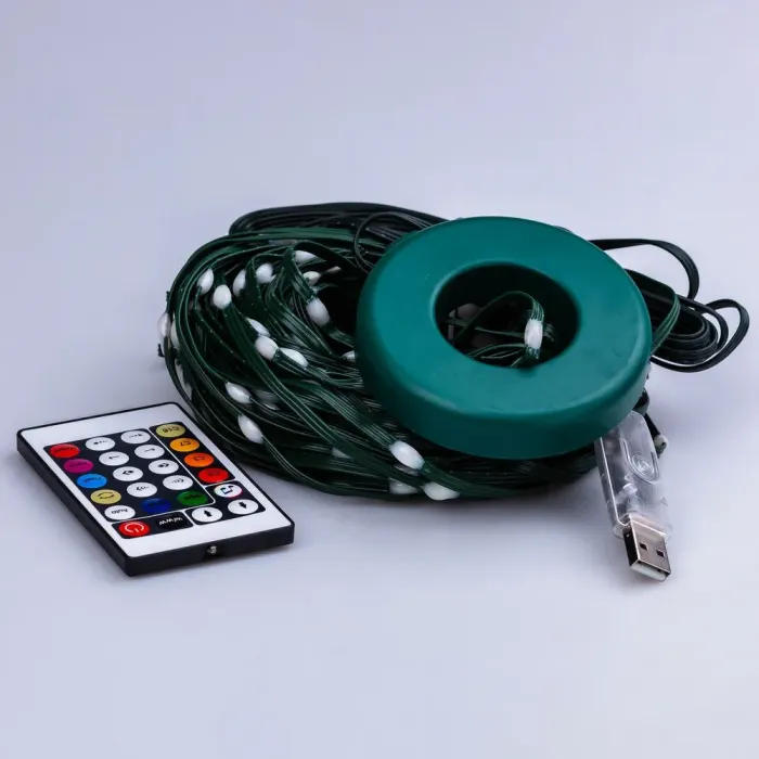 Розумна гірлянда роса 250 LED лампочок світлодіодна управління телефоном і пульт USB зелений провід 2,5 м 10 ліній кольорова (1733043ML) - зображення 8
