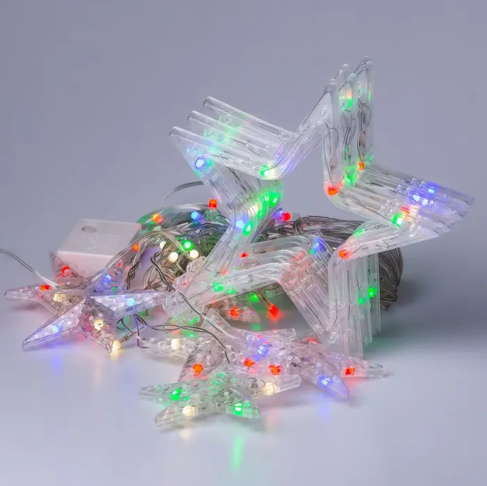 Гірлянда штора 3х0,7 м Зірки на 108 LED лампочок світлодіодна 6 великих та 6 маленьких зірок 9В 8 режимів кольорова (1733053ML) - зображення 8