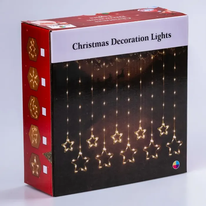 Гірлянда штора 3х0,9 м сніжинка зірка на 145 LED лампочок світлодіодна 10 шт біла (1733067W) - зображення 6