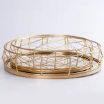 Фруктовниця цукерниця кругла металева кругла із дзеркальною основою набір 2 шт (HP425)