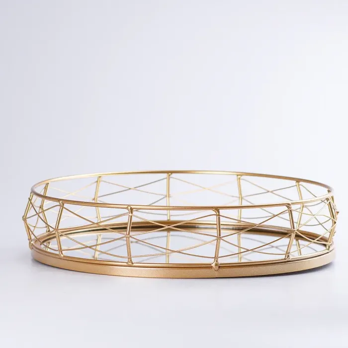 Фруктовниця цукерниця кругла металева кругла із дзеркальною основою набір 2 шт (HP425) - зображення 2