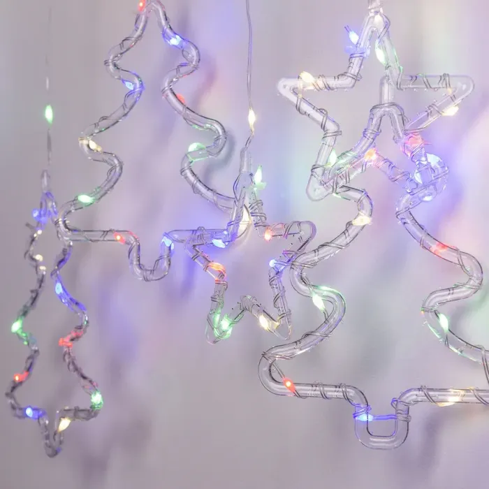 Гірлянда штора 3х0,9 м зірка і ялинка на 120 LED лампочок світлодіодна 8 режимів кольорова (1733069ML) - зображення 2