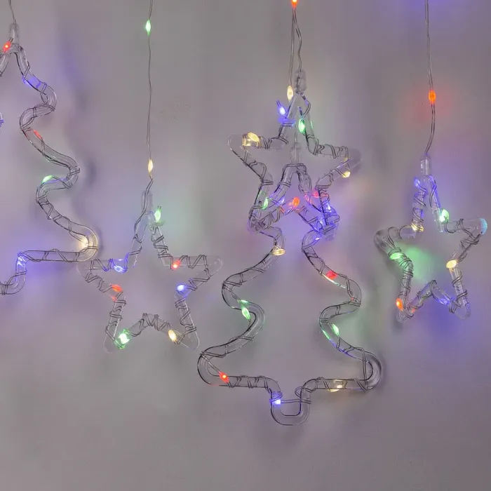 Гірлянда штора 3х0,9 м зірка і ялинка на 120 LED лампочок світлодіодна 8 режимів кольорова (1733069ML) - зображення 6