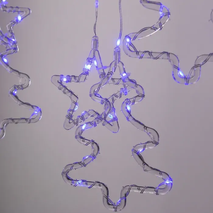 Гірлянда штора 3х0,9 м зірка і ялинка на 120 LED лампочок світлодіодна 8 режимів синя (1733070BL) - зображення 2