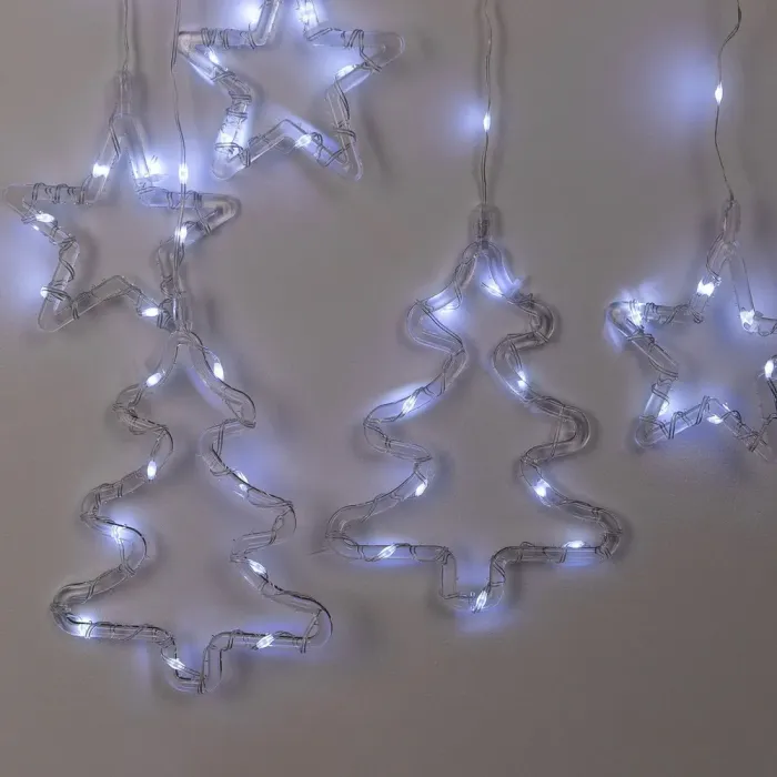 Гірлянда штора 3х0,9 м зірка і ялинка на 120 LED лампочок світлодіодна 8 режимів біла (1733071W) - зображення 7