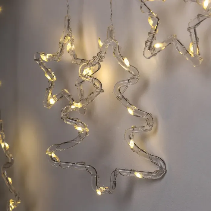 Гірлянда штора 3х0,9 м зірка і ялинка на 120 LED лампочок світлодіодна 8 режимів жовта (1733072Y) - зображення 6