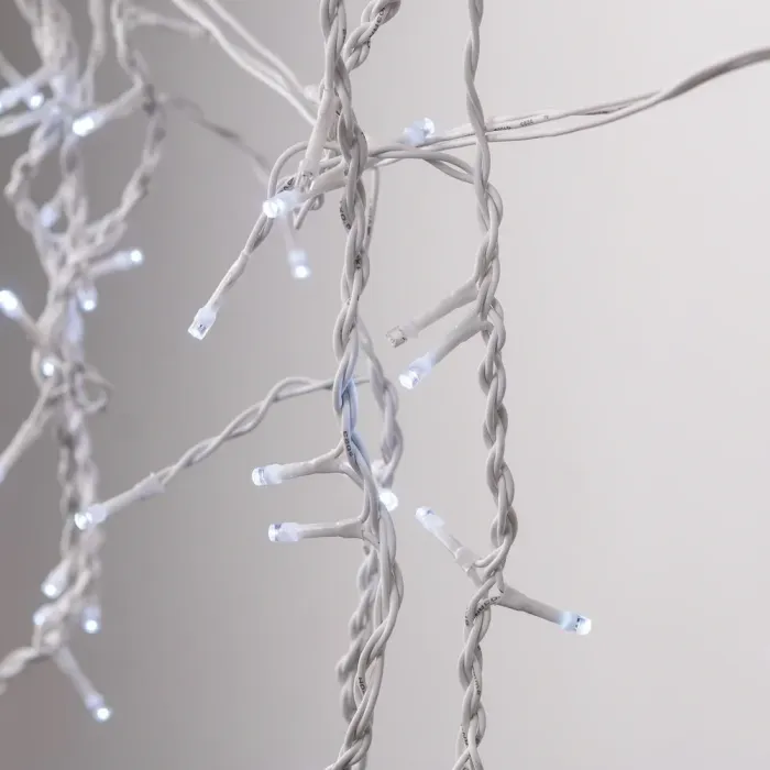 Гірлянда вулична бахрома 12 метрів 200 LED світлодіодна білий провід 55 ниток біла (12МWW) - зображення 2