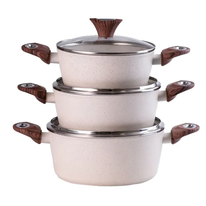 Набор кастрюль с антипригарным гранитным покрытием – 2.5 л, 3.5 л, 4.5 литра. (HP650) - изображение 1