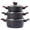 Набор кастрюль с антипригарным гранитным покрытием и толстым дном 2.5/3.5/4.5 л (HP651)