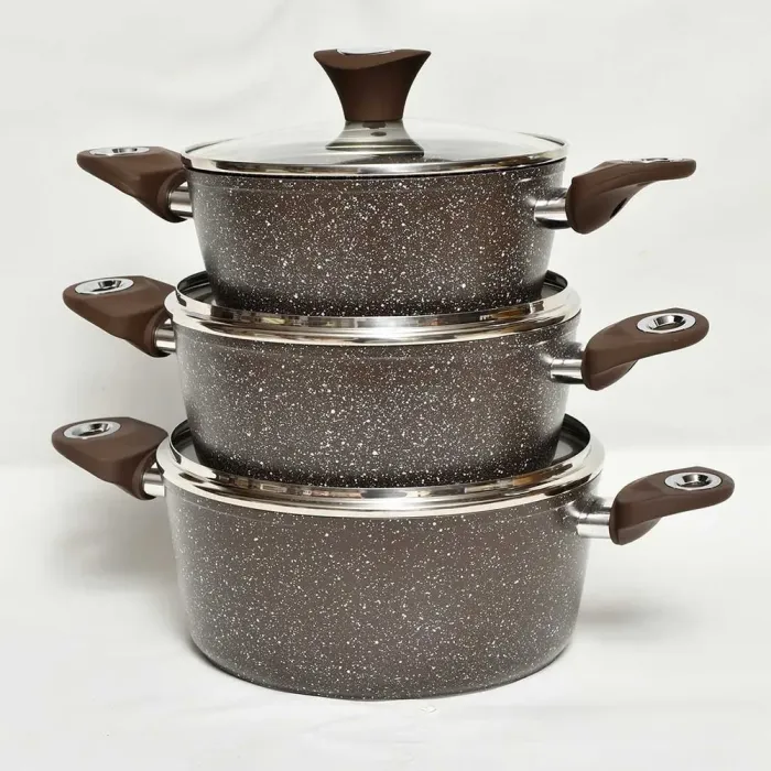 Набор кастрюль с антипригарным гранитным покрытием и толстым дном 2.5/3.5/4.5 л (HP652) - изображение 1