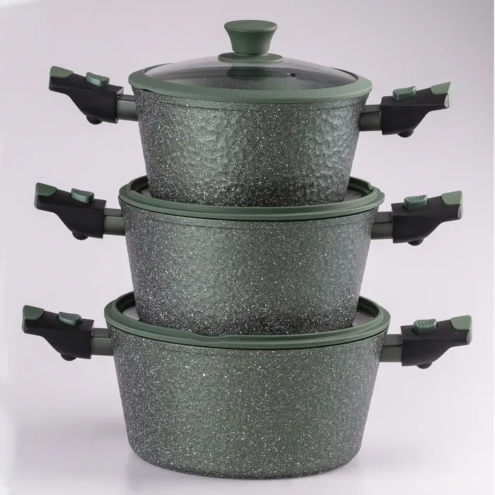 Набор кастрюль с антипригарным гранитным покрытием и толстым дном 2.5/3.5/4.5 л (HP653) - изображение 1