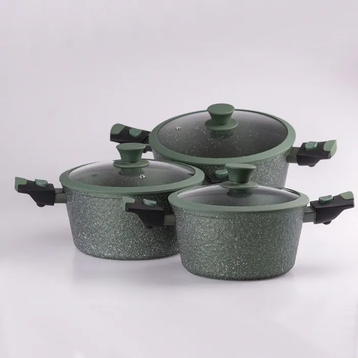 Набор кастрюль с антипригарным гранитным покрытием и толстым дном 2.5/3.5/4.5 л (HP653) - изображение 9