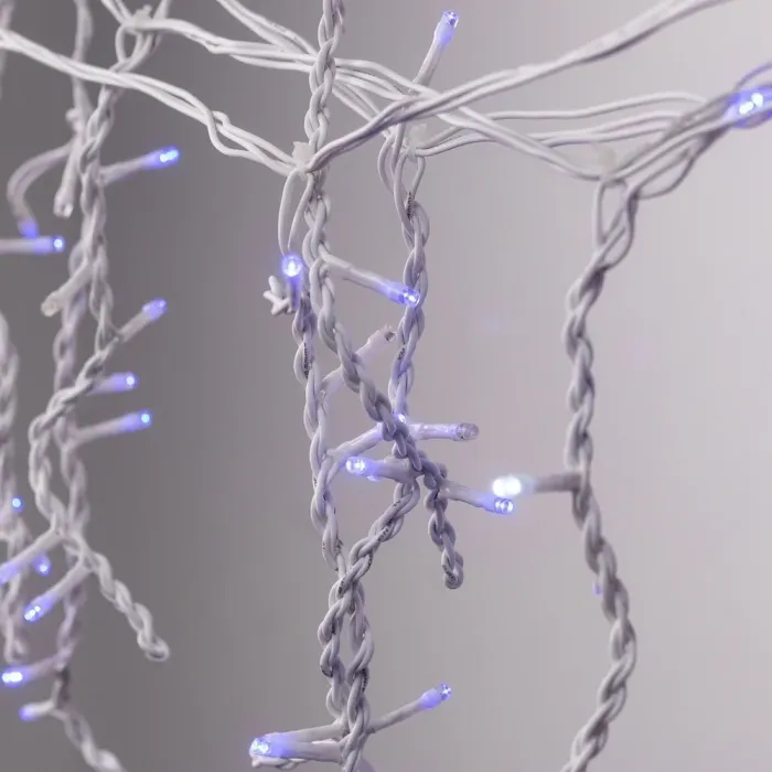 Гірлянда вулична бахрома 12 метрів 200 LED світлодіодна білий провід 55 ниток синя (12МWBL) - зображення 2