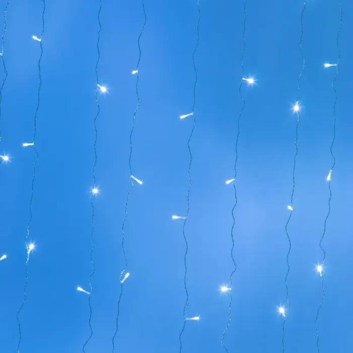 Гірлянда штора 1,5х1,5 м 160 LED світлодіодна мідний провід 8 ниток біла (ZWM2160LEDW) - зображення 8