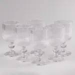 Келих для вина фігурний прозорий ребристий з товстого скла набір 6 шт (HP7114)