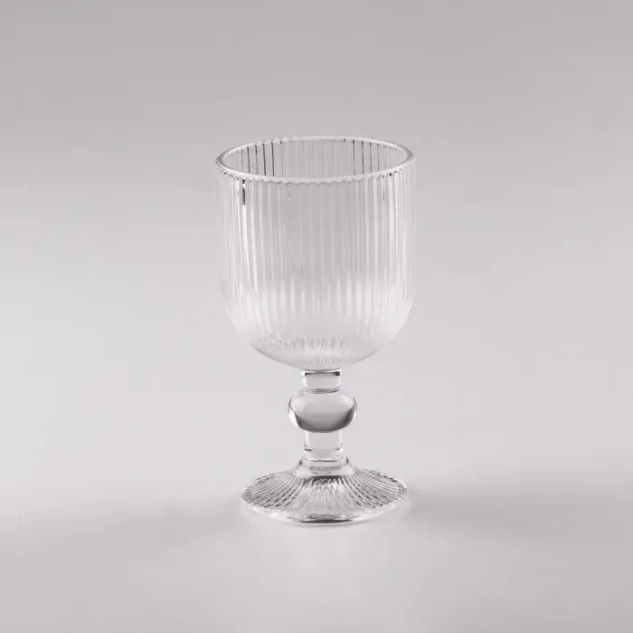 Келих для вина фігурний прозорий ребристий з товстого скла набір 6 шт (HP7114) - зображення 2