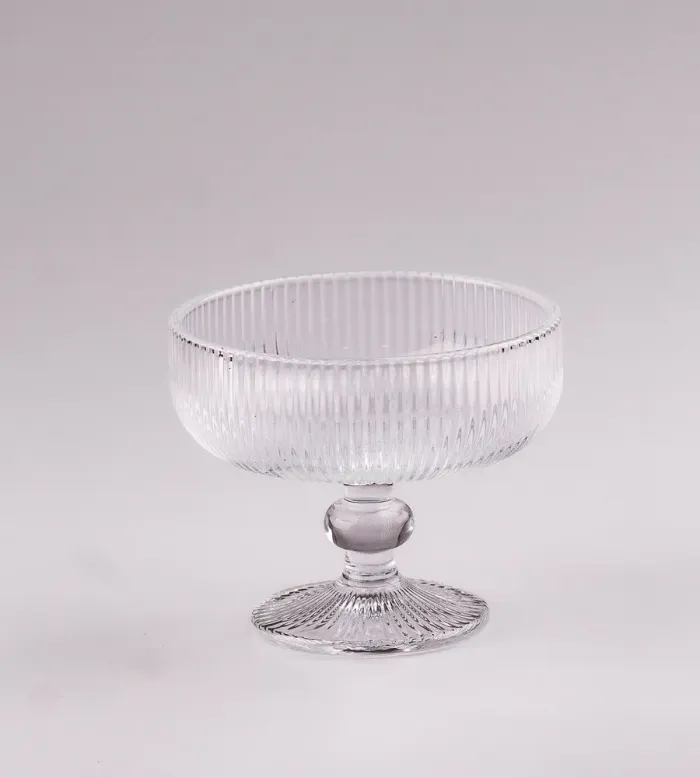Креманка для морозива фігурна прозора ребриста з товстого скла набів 6 шт (HP7117) - зображення 2