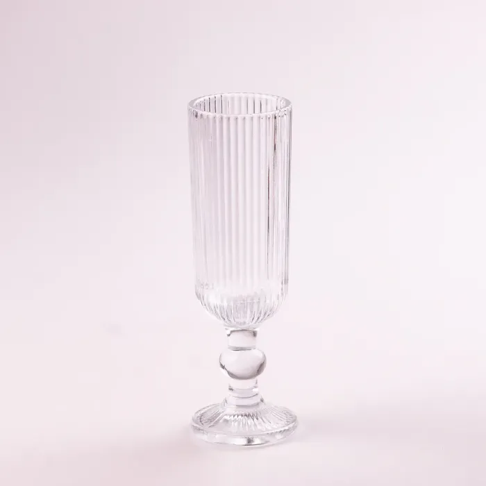 Келих для шампанського фігурний прозорий ребристий з товстого скла набір 6 шт (HP7116) - зображення 3