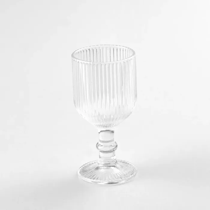 Чарка на ніжці для міцних напоїв фігурна прозора ребриста з товстого скла набор 6 шт (HP7111) - зображення 3