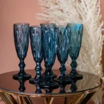 Келих для шампанського фігурний гранований з товстого скла набір 6 шт (HP036BL)