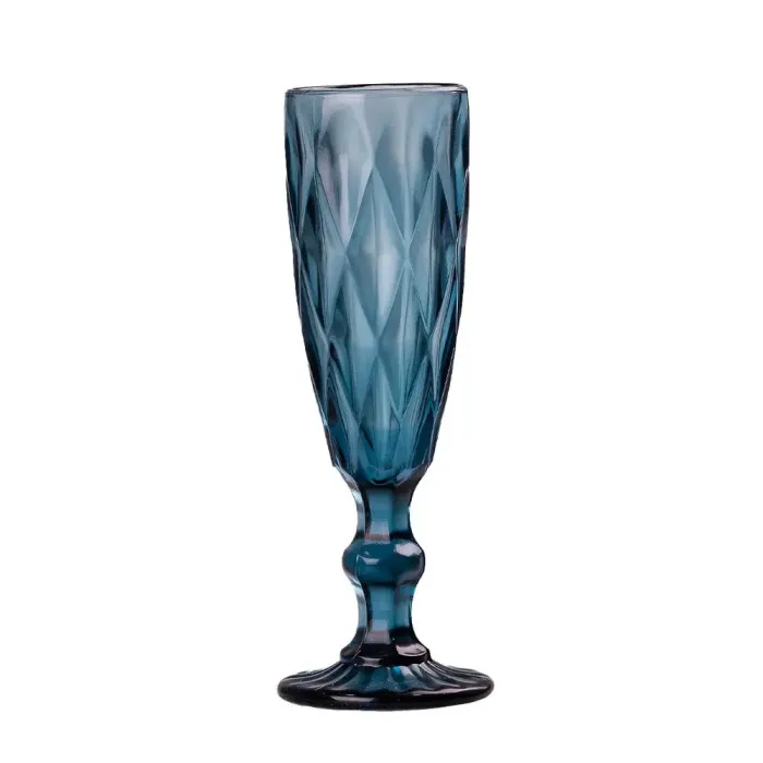 Келих для шампанського фігурний гранований з товстого скла набір 6 шт (HP036BL) - зображення 3